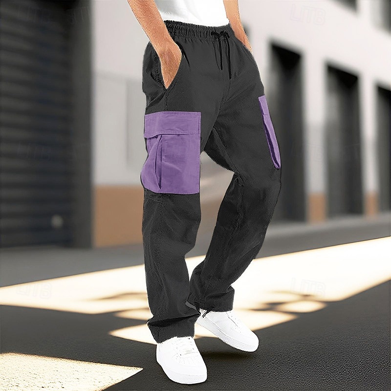 Voor heren Cargohosen Broek Elastische taille Trekkoord Meerdere zakken Kleurenblok Draagbaar Buiten Dagelijks Kamperen&Wandelen Modieus Klassiek Wit Wijn 2025 - $24.99 –P7