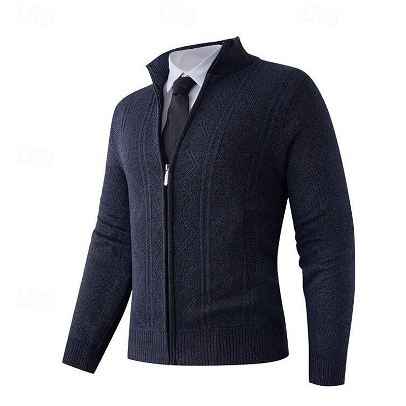 Homens Sueter Cardigan Suéter Cortado Suéter com zíper Suéter de malha Estriado Tricotar Tops regulares Tosão Tecido Colarinho Chinês Moda Clássico Férias Roupa Diária Roupa Outono Inverno Vermelho de 2025 por $24.99 –P5