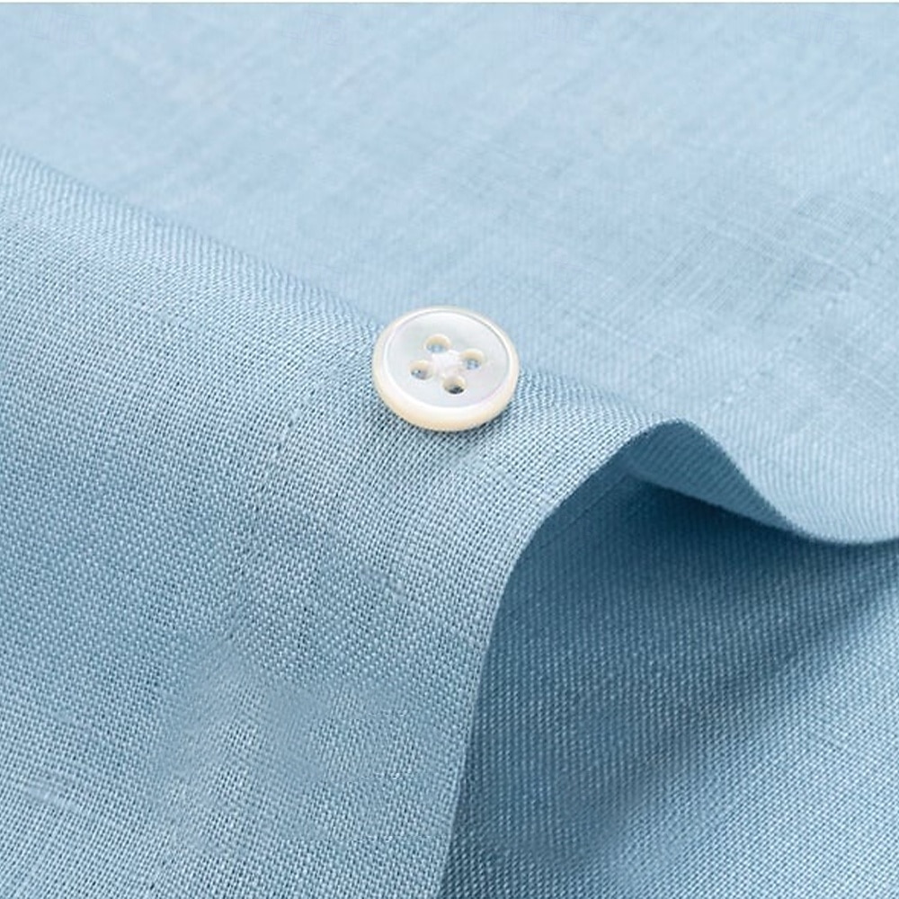 Miesten 100% pellavapaita, pestävä ja silitettävä, sininen, armeijanvihreä, beige, pitkähihainen, yksivärinen, rullattu kaulus, ulkoilu, syy-nappikaulus, vaatteet, päivittäin, rento, päivittäin, vapaa-aika 2025 - $64.99 –P7