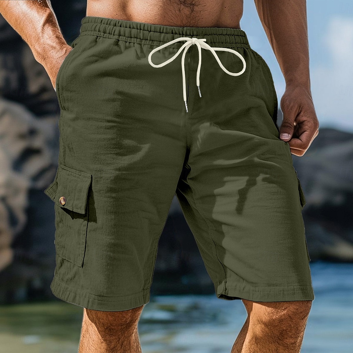 Homens Bermuda Cargo Calças de Veludo Shorts de moletom Calção Bermudas Cintura elástica Tecido Conforto Esportes Comprimento do joelho Ao ar livre Ioga Casual Férias Estilo Étnico Preto Branco Sem de 2025 por $22.99 –P3