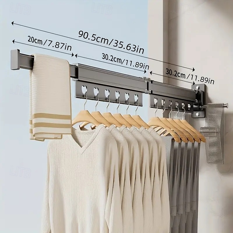 3/4 Fold Wall-Mounted Clothes Drying Rack with Rotating Design Space-Saving Foldable Clothes Hanger for Balcony, Laundry Room, Bathroom 2025 - $43.99 –P12