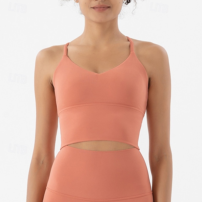 Damen Yoga Crop Tank Top Sport-BH Unterwäsche Medium Unterstützung Bürgellos Gefüttert Einfarbig Sport Sportkleidung Hellrosa Meerblau Pilates Laufen Yoga 2025 - $21.99 –P6