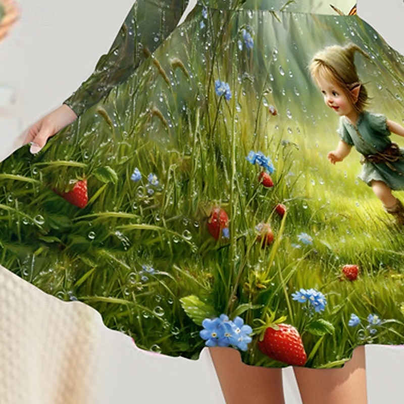 Mädchen' 3D Cartoon Kleid Langarm Sommer Frühling Urlaub Täglich Ferien Prinzessin Schön Süß Kinder 4-12 Jahre Freizeitkleid A Linie Kleid Knielang Normale Passform 2025 - $16.99 –P3