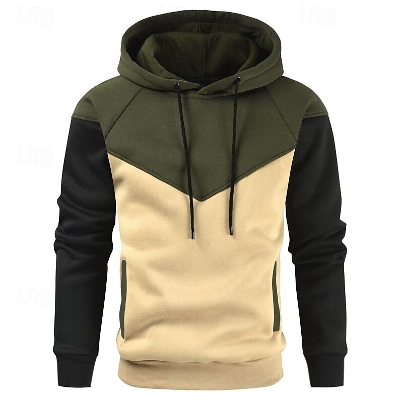 Per uomo Felpa con cappuccio Felpa con cappuccio in pile Bianco Giallo Verde militare Rosso Cachi Con Cappuccio Blocco di colori Patchwork Blocco di colore Sport & Outdoor Casuale Quotidiano del 2025 a $23.99 –P5