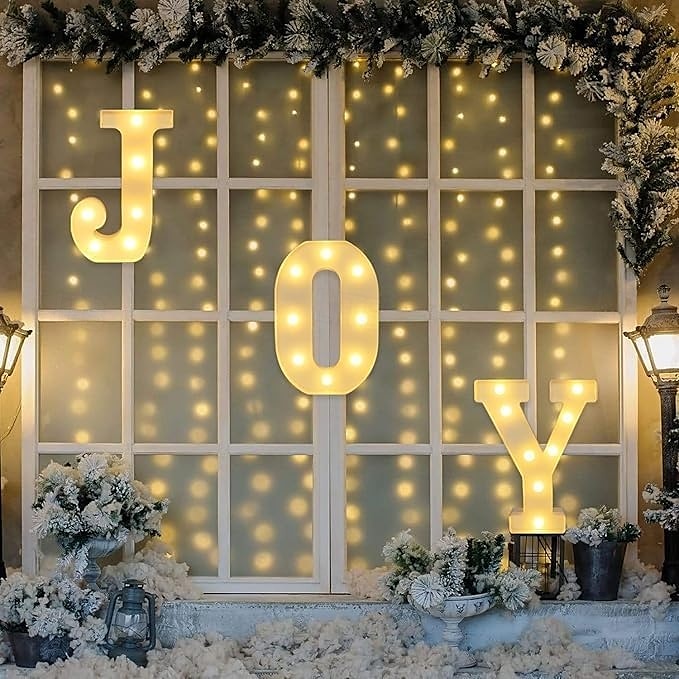 Christmas Decorations Indoor Home Decor - 3 LED 8.5 Inches Marquee Light Up Joy Letters Lights Sign Battery Operated Christmas Signs for Mantel Home Bar Party Bedroom Wall Fireplace Xmas Decor 2025 - CAD $16.99 –P5