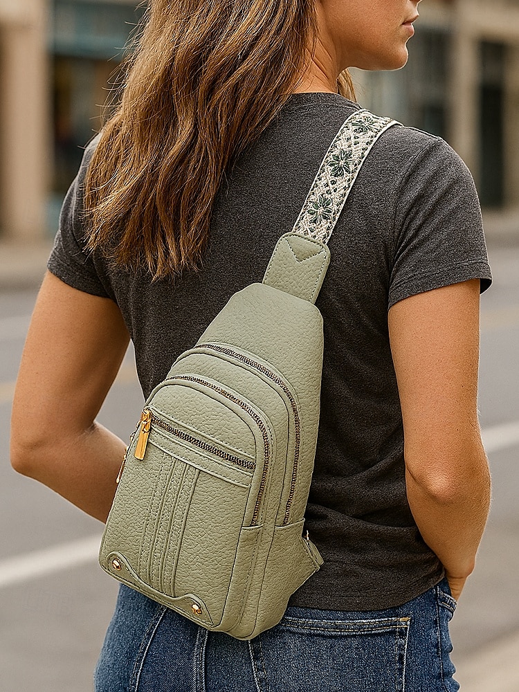 Dámská nepromokavá crossbody kabelka z umělé kůže - ležérní lehká crossbody kabelka s multifunkčními kapsami a širokým ramenním popruhem s etnickým vzorem, ideální na cestování, nakupování i každodenní nošení 2025 - $19.99 –P3