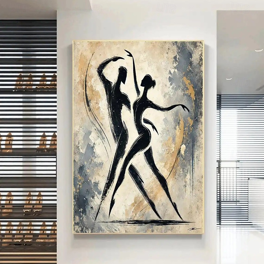 Pintura a óleo feita à mão em tela, arte de parede, decoração, personagem de dança abstrata simples para decoração de casa, moldura esticada, pintura pendurada/pintura enrolada sem moldura, não de 2026 por $83.99 –P1