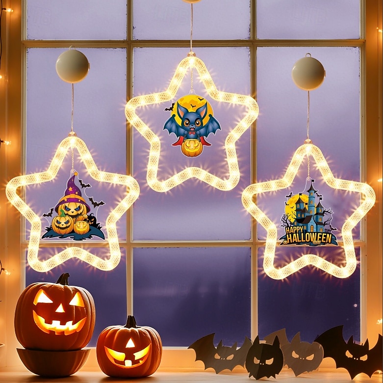 1 ks 27,6 cm halloween netopýr duch čaroděj klobouk dýně černá kočka netopýr přísavka led přísavka okenní světlo párty okno vnitřní atmosféra dekorativní světlo aaa baterie box teplé světlo běžící 2025 - $15.99 –P5