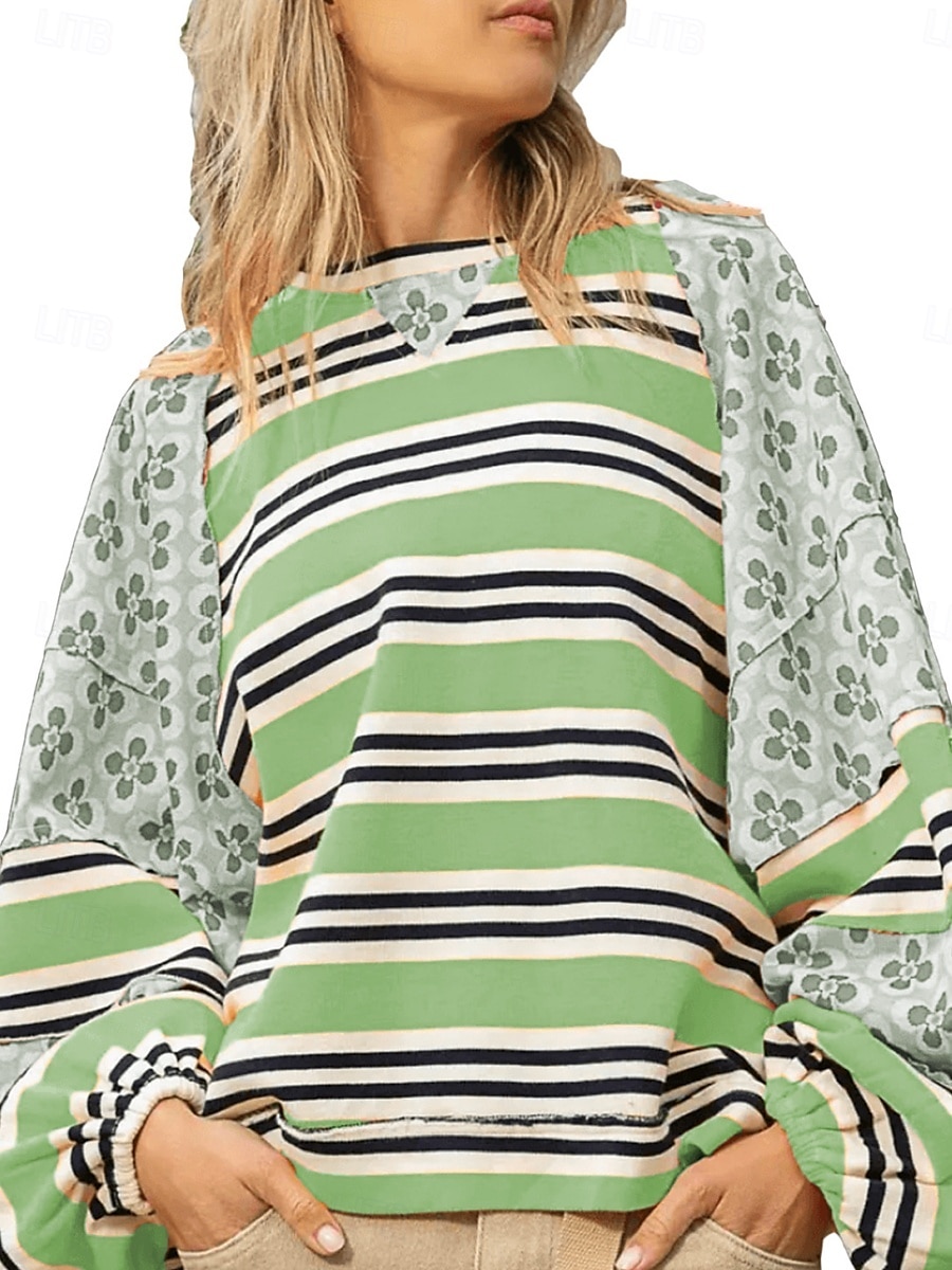 Pentru femei Hanorac pulover Geometric Dungi Casual Manșon Lung Stil Nautic Topuri obișnuite Stradă Zilnice Imprimeu Negru Verde Deschis Roșu-aprins Portocaliu Toamnă Iarnă 2025 - $39.99 –P5