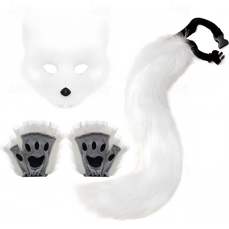 Conjunto de cola de zorro con cinturón ajustable y antifaz seductor: conjunto de disfraz de cosplay, ropa fetiche, atuendo sexy para juegos de rol para Halloween, fiestas y presentaciones. 2025 - $27.99 –P2