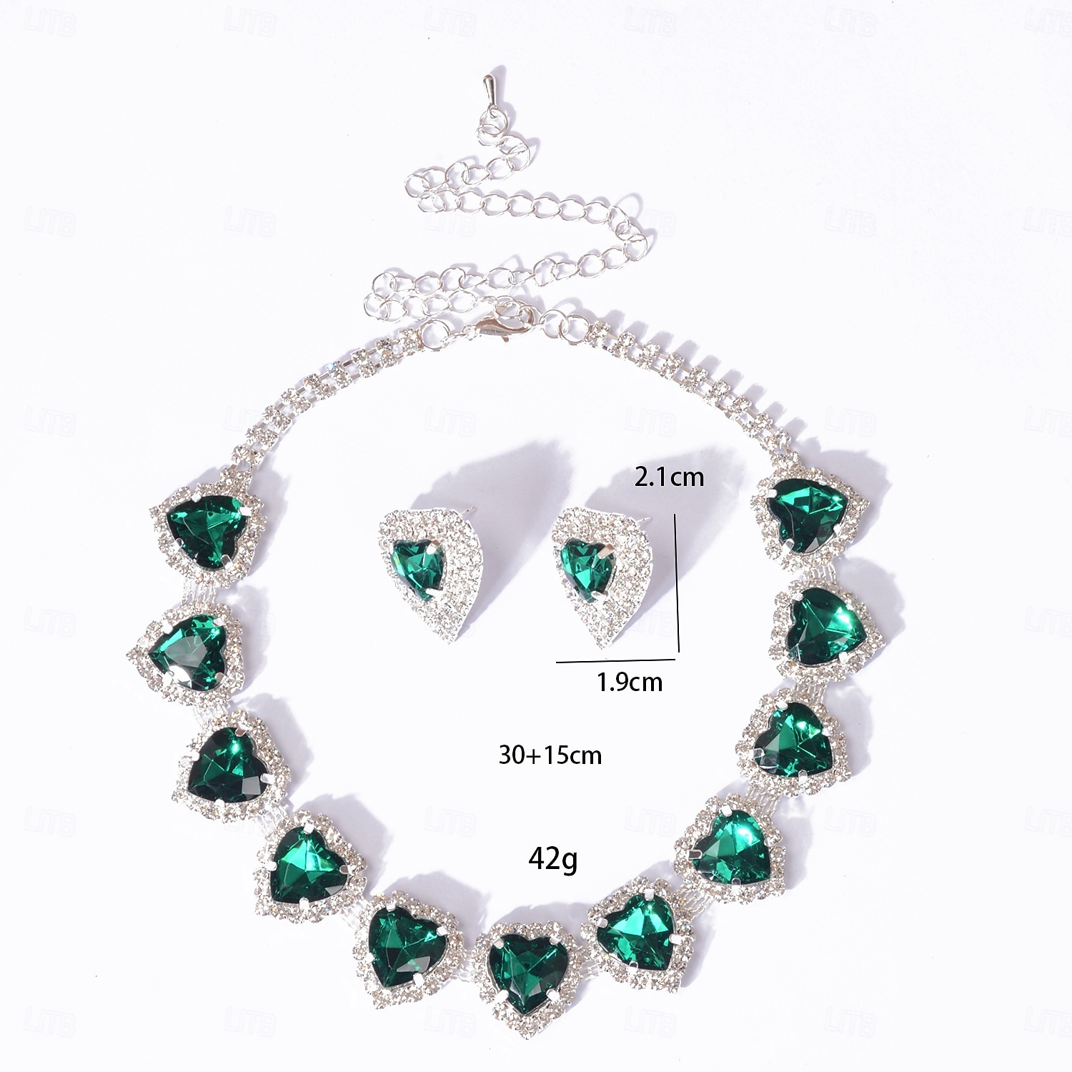 Conjunto de colar e brincos de cristal com coração vermelho para mulheres - joias elegantes banhadas a prata para casamentos, festas e eventos formais de 2025 por $14.99 –P1