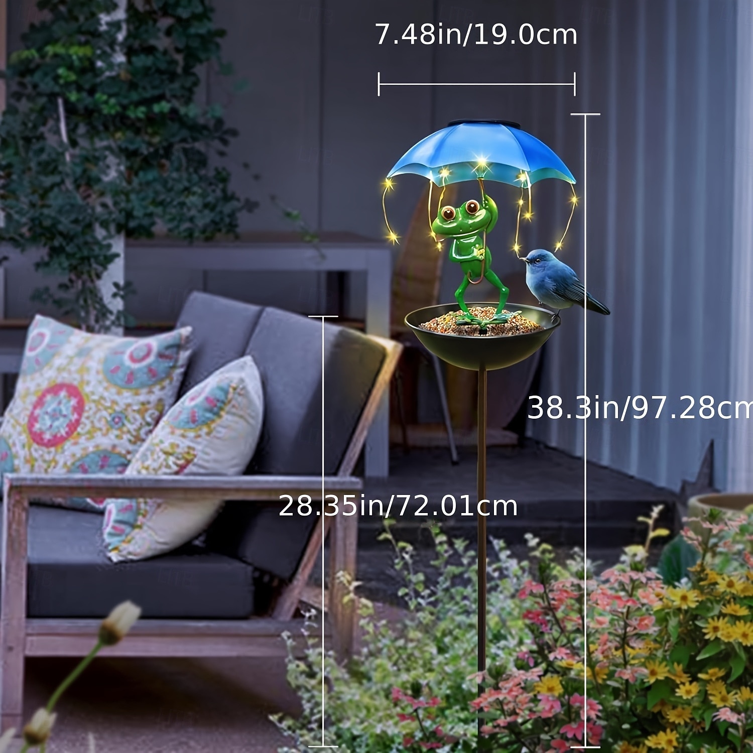 1 pc חיצוני שמש עמיד למים ברזל צפרדע מטריית האכלה מכשיר חצר גן ברזל דקורטיבי אור נוף אור 2026 - $17.99 –P4
