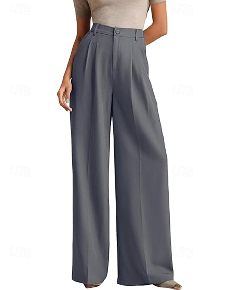 Dam Brett skaft Byxor Streetwear Ledigt Fullängd Naturlig Slät Elastisk midja Bekväm Gata Helgdag Dagliga kläder Aprikos Grå Svart Vit Höst Normal 2026 - $32.99 –P4