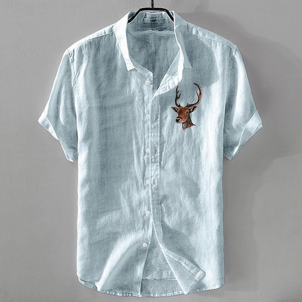 Homme Chemise en lin Chemise Décontractée Chemise en coton et lin Chemise Boutonnée À Motif Animal Vacances Tenue quotidienne Blanche Marine foncé Bleu Ciel Kaki Manche Courte Revers Toutes saisons de 2026 ? $25.99 –P1