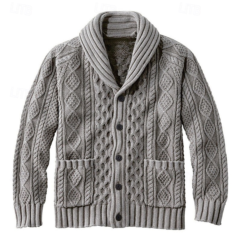 Męskie Sweter Sweter Rozpinany Kable Robić na drutach Zwykłe topy Zapiąć Równina Kołnierz szalowy Urlop Moda Codzienny Dzienne zużycie Odzież Wiosna i jesień Rumiany róż Rumiany róż S M L 2026 - $45.99 –P3