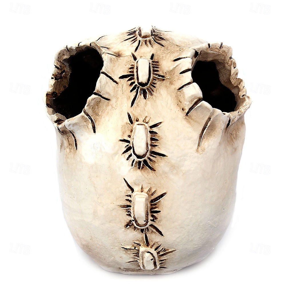 Halloween Statue Totenkopf Makeup Schmuck Organizer offener Mund Fang Gothic Knochenkopf Kosmetik Aufbewahrungshalter einzigartiges gruseliges Schreibtisch Dekor für Zuhause Schminktisch 2025 - $16.49 –P4