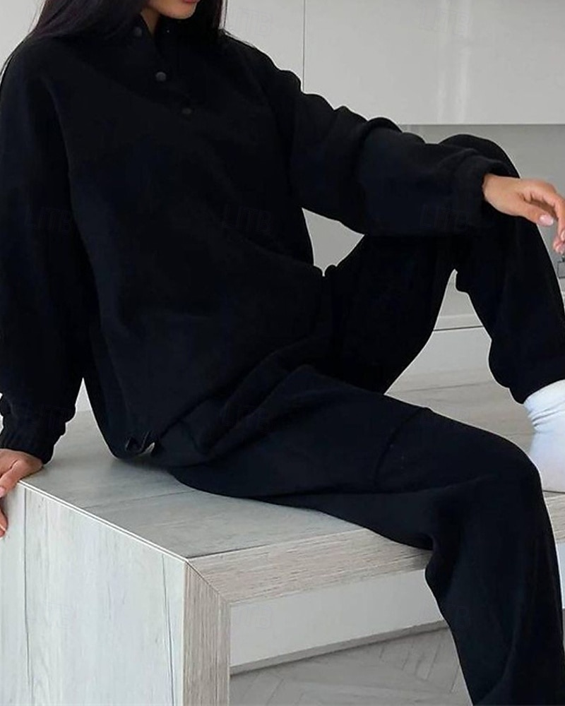 Női Divat Utcai sikk Tracksuit Nadrág szettek Hosszú ujj Állógallér Sima Hétköznapi viselet Randi Fekete Burgundi vörös Szürke Tavasz & Ősz Normál 2025 - $28.99 –P7