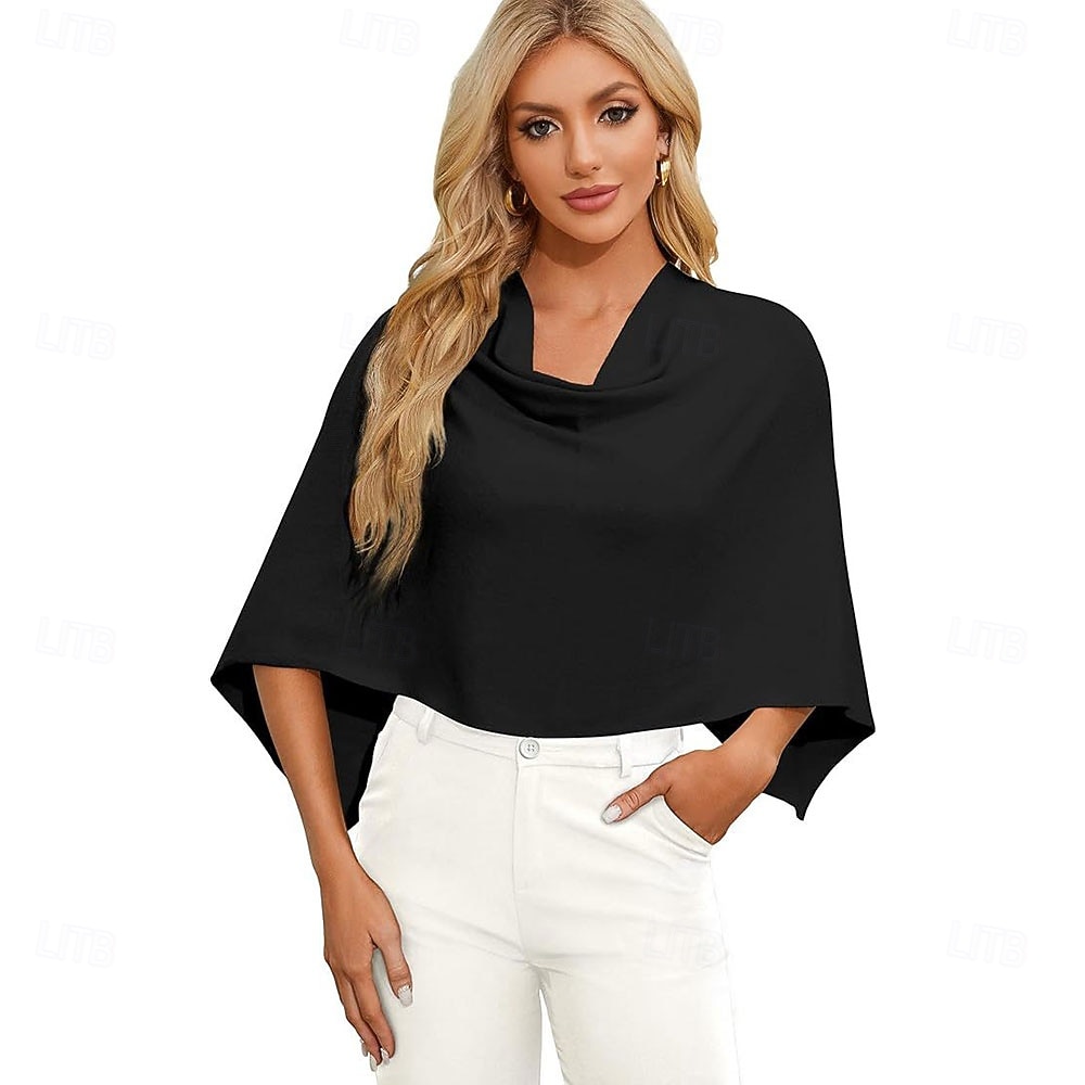 Women Capri Poncho Sweater Slimming Fit Cropped Versatile Shawl Soft Knit Wraps Cowl Neck Short Tops 2026 - $28.99 –P10