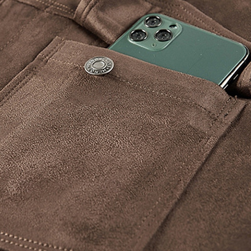 Homme Veste Légère Veste en faux suède Vacances Quotidien Avec Poches Printemps Automne Uni Mode Classique Revers Régulier Noir Kaki Café Gris Veste de 2026 ? $57.99 –P6