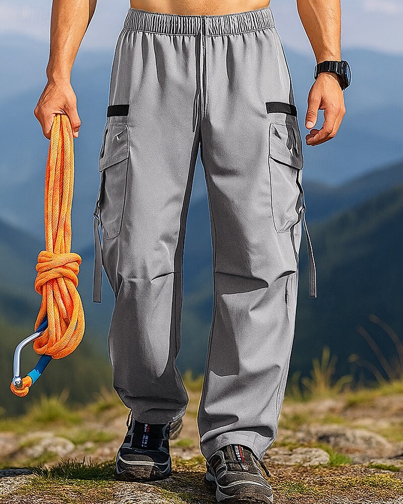 Men's Cargo Pants Waterproof pants Outdoor Regular Fit Waterproof Windproof Bottoms Pocket Elastic Waist Drawstring Black Army Green Camping / Hiking Running S M L XL 2025 - $19.99 –P5