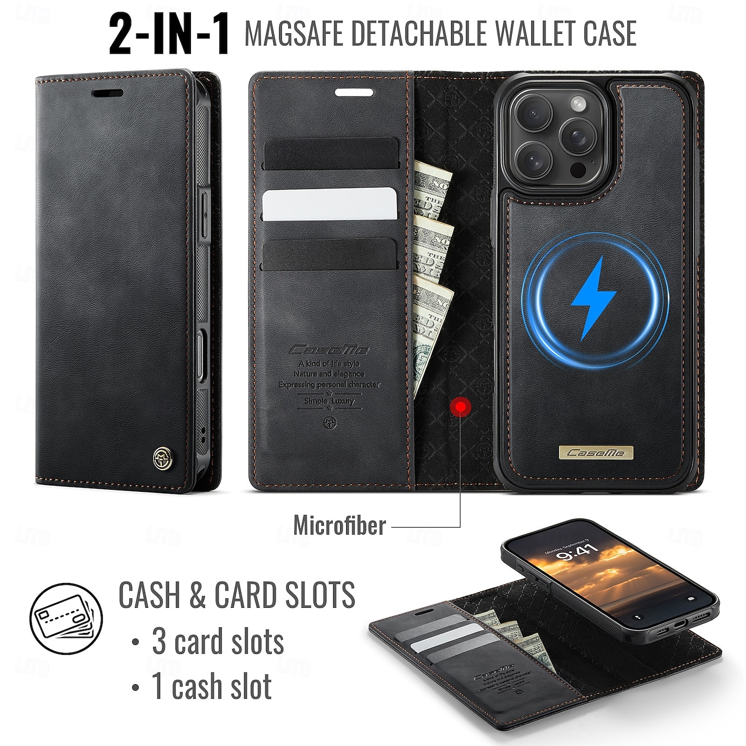 Phone Case For iPhone 16 iPhone 15 iPhone 14 13 12 11 Pro Max Plus Flip Cover Detachable Magnetic Support Wireless Charging TPU PU Leather 2025 - $21.99 –P7