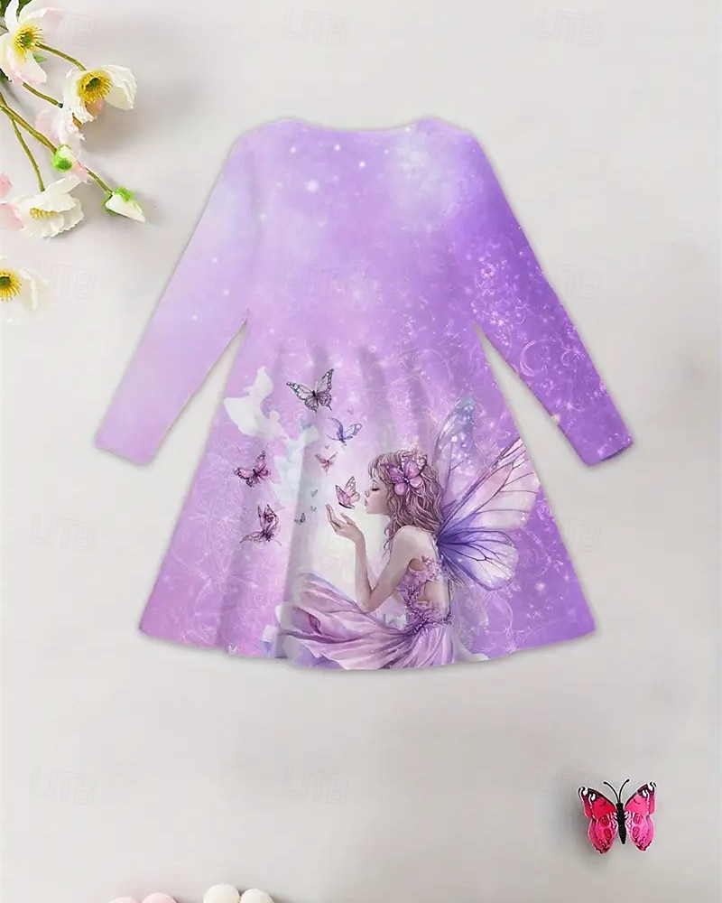 Mädchen' 3D Cartoon Schmetterling Kleid Langarm Sommer Frühling Urlaub Täglich Ferien Prinzessin Schön Süß Kinder 4-12 Jahre Freizeitkleid A Linie Kleid Knielang Normale Passform 2025 - $16.99 –P4