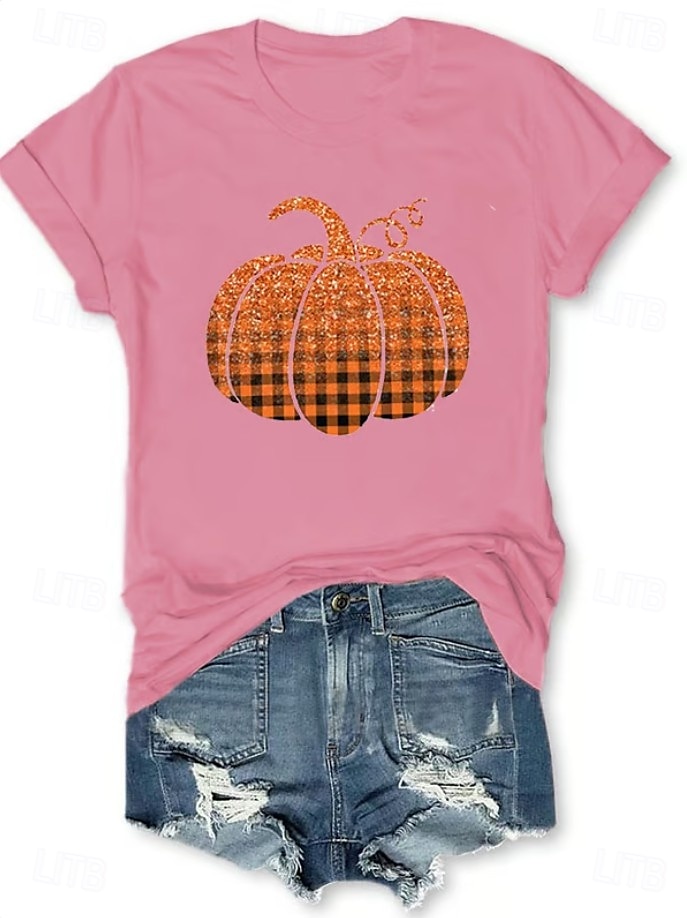 Halloween Femmes T-shirt Graphique Halloween ancien Élégant Classique Manche Courte Col ras du cou Col rond Hauts Réguliers Quotidien Week-end Imprimé Noir Blanche Jaune Rose Claire Rouge Été Automne de 2025 ? $19.99 –P9