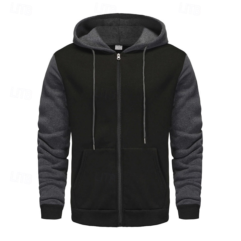 Per uomo Felpa con cappuccio Felpa con cappuccio a zip intera Felpa con cappuccio in pile Rosso Verde scuro Grigio chiaro Grigio scuro Caffè Con Cappuccio Semplice Patchwork Blocco di colore Sport del 2025 a $25.99 –P4