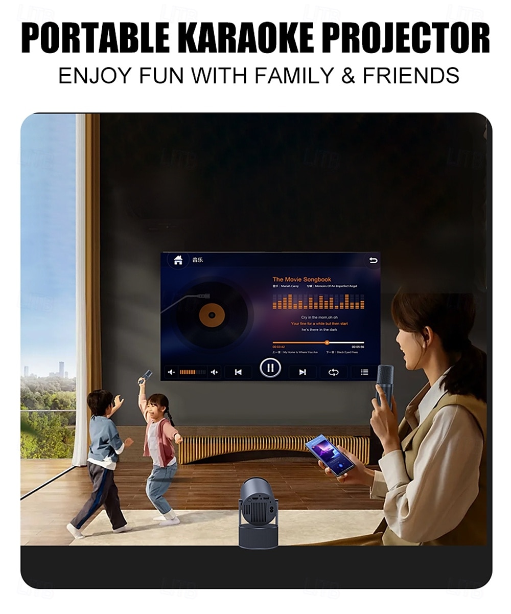 HY-300PRO-KTV 20W Speaker Projector with Wireless Microphone 4K Android 11 Dual Wifi6 BT5.0 1080P 1280 * 720P Home Theater Outdoor Projector for Early Childhood Education Video Conferencing Online T 2025 - $122.99 –P5