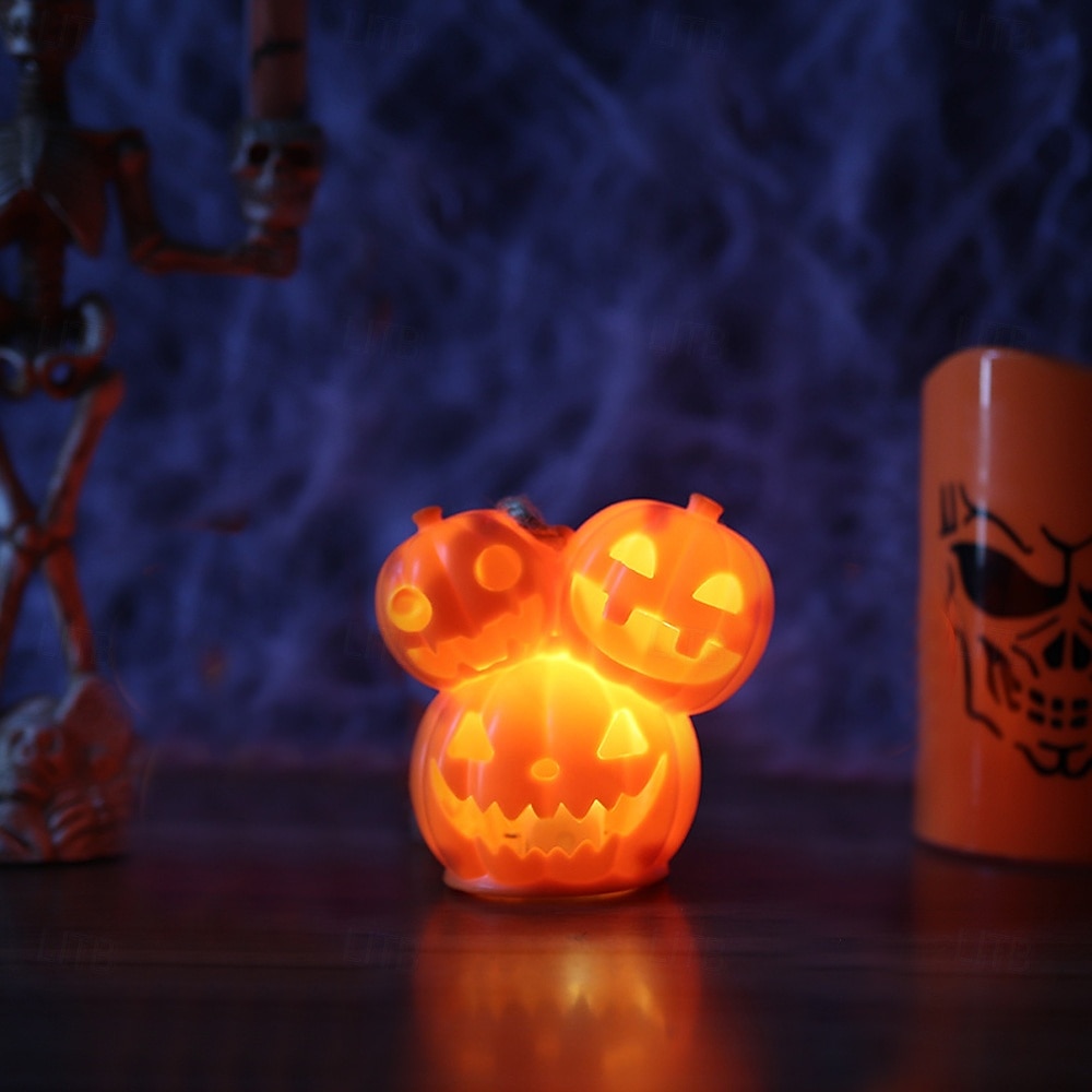 2025年 ハロウィンかぼちゃランタン 光る装飾小道具 3頭ミュータントかぼちゃランタン 雰囲気のある飾りランプ 1個  コレクション – $4.99 –P17