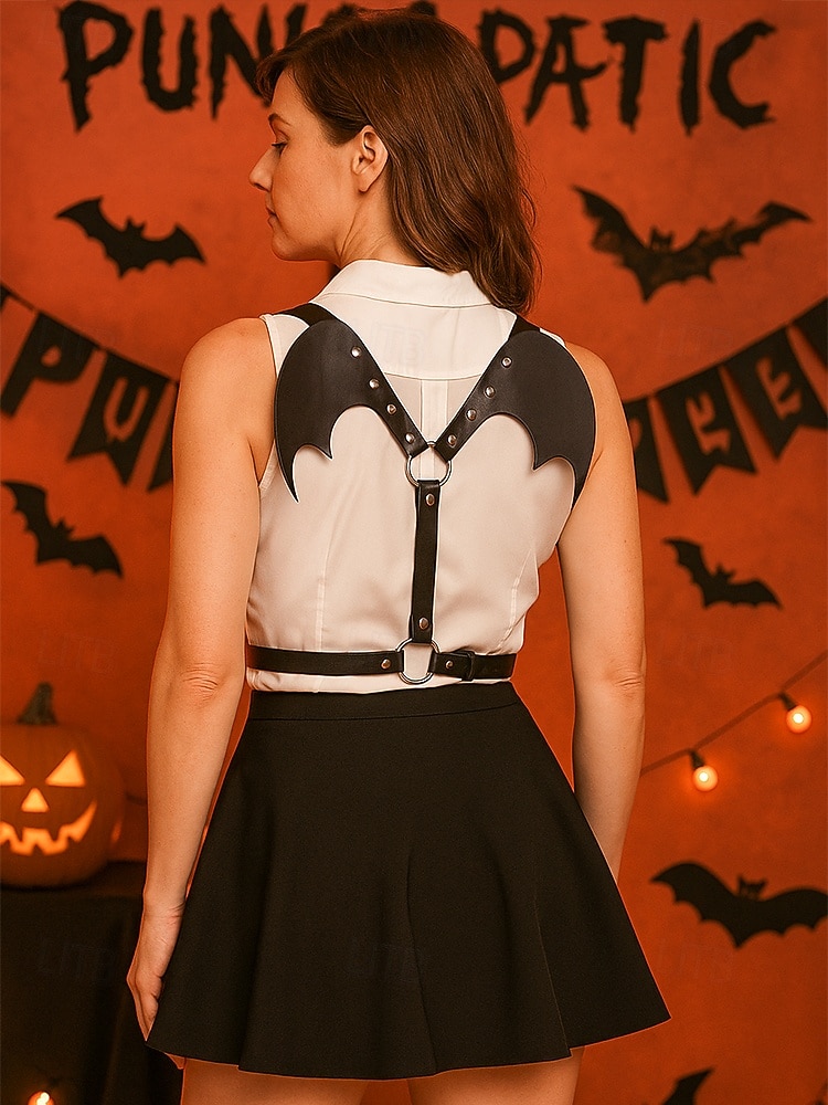 2025年 女性用ハロウィンフェイクレザーバットウィングハーネス - パーティーやコスプレ用の調節可能なゴシックコスチュームアクセサリー  コレクション – $14.99 –P3