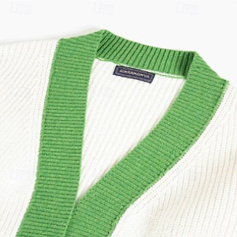 Herren Pullover Strickjacke Gerippt Stricken Normale Oberteile Farbblock Gestrickt Gestreift V Ausschnitt Moderne zeitgenössische Lässig Lässig Alltagskleidung Bekleidung Winter Grün M L XL 2025 - $46.99 –P4