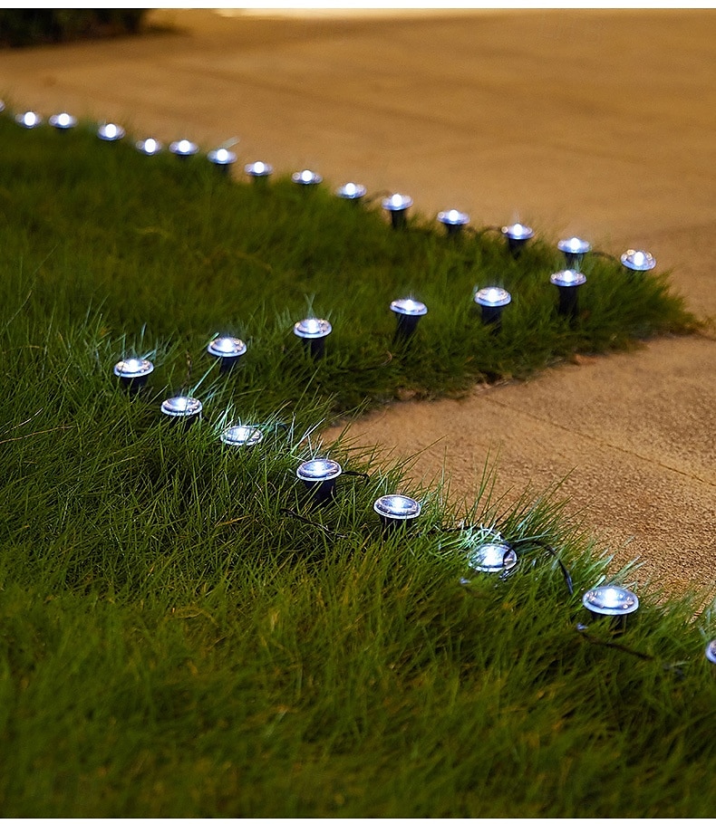 napelemes vezetőoszlopos talajlámpák 15/30 db-os lapos napelemes lámpák kültéri, vízálló napelemes korongos tájvilágítás kerti ösvényre, falra, lépcsőkre, teraszokra, udvarra, gyepre, járdára (meleg 2026 - $20.99 –P6