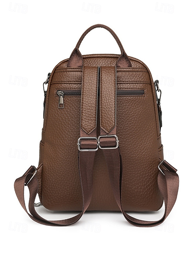 Women's Brown Faux Leather Mini Backpack – Water-Repellent Scratch-Resistant Fashion Daypack for Travel, Work and Daily Use 2025 - $24.99 –P6