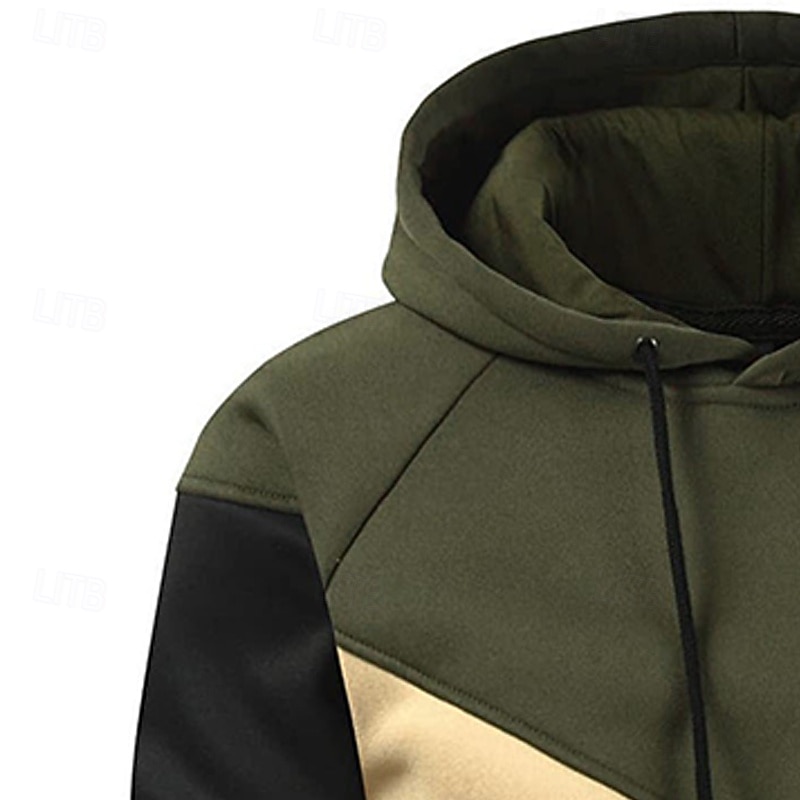 Homens Moletom Moletom com capuz Adamascado Preto Branco Amarelo Verde Tropa Com Capuz Tecido Patchwork Bloco de cor Desportos e Ar livre Casual Diário Roupa de rua Legal Roupa de Esporte Primavera de 2025 por $17.99 –P7