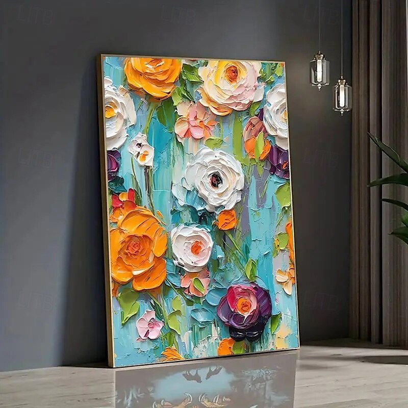 ein rahmenloses, modernes Leinwandgemälde mit farbenfrohen Blumen, perfekt zur Dekoration von Wohn- und Schlafzimmern. 2025 - $9.49 –P4
