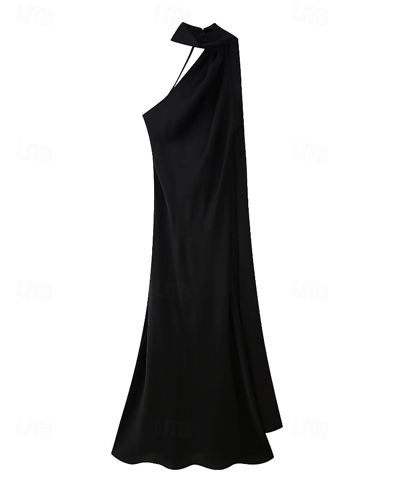 Damen Langes Kleid Maxikleid Abschlussballkleid Partykleid Mode Modern Party Besonderer Anlass Abendgesellschaft Normale Passform Einfach Ärmellos Ein-Schulter Schwarz Sommer 2025 - $30.99 –P3