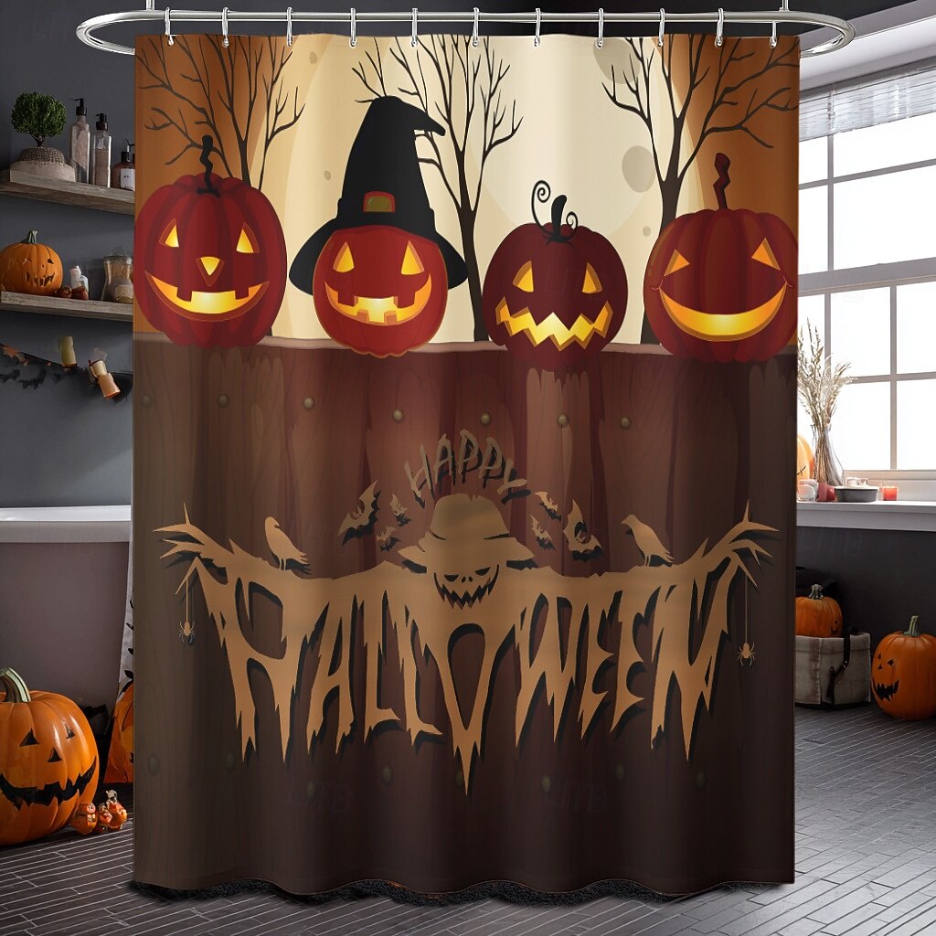 Rideau de douche d'Halloween avec crochets en polyester lavable et imperméable, décoration de salle de bain et baignoire de 2025 ? $21.99 –P29