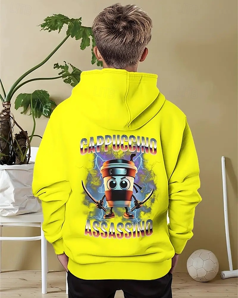 Moletom casual com capuz para meninos com estampa abstrata engraçada de Tung Tung Tung Saur, manga comprida, moda primavera outono, streetwear, crianças de 4 a 12 anos, com capuz, para atividades ao de 2025 por $18.99 –P3