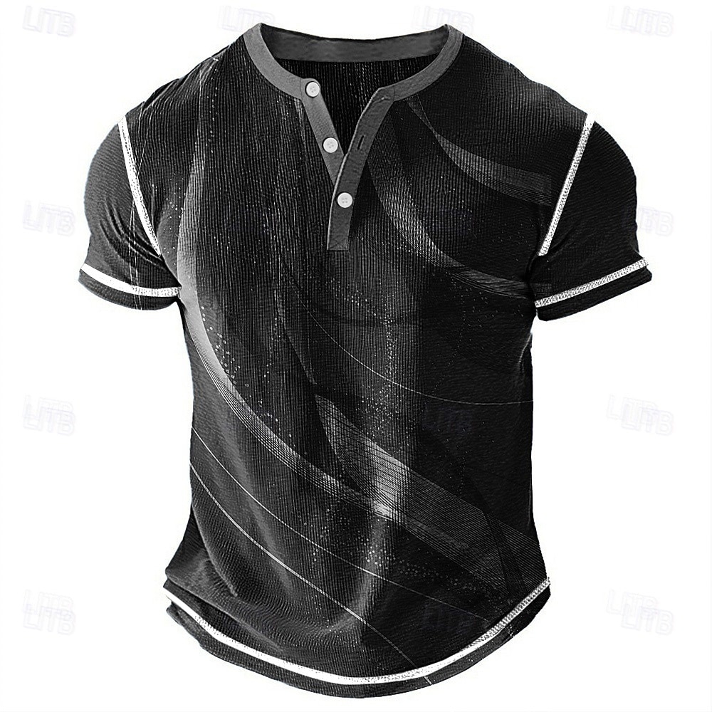 Herren Geometrisch Abstrakt Henley Hemd Waffel-T-Shirt Kurzarm Täglich Retro Vintage Klassisch Sport im Freien Lässig Ferien Frühling & Sommer Ganzjahres Gelb Blau Purpur Grau Henley Henley T-Shirt 2025 - $22.99 –P4