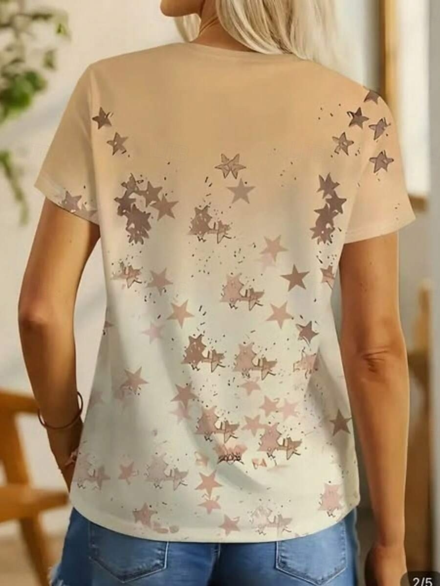 Femmes T-shirt Graphique Animal Vache ancien Élégant Classique Manche Courte Col ras du cou Col rond Hauts Réguliers Quotidien Week-end Imprimé Jaune Été Printemps de 2025 ? $19.99 –P2