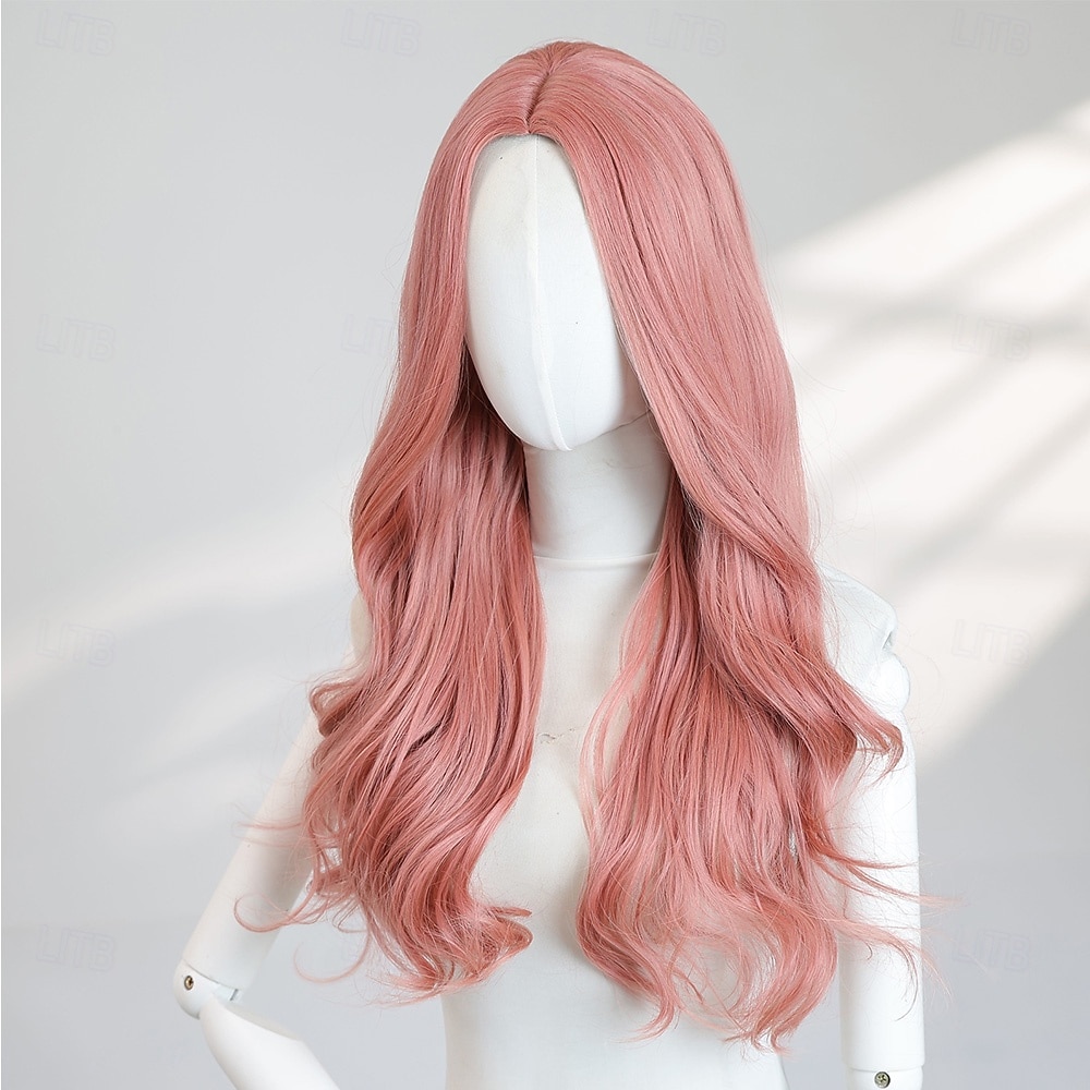 24″ Long Pink Wavy Wig – No Bangs, Full-Length Synthetic Hair, Ideal for Halloween, Cosplay & Everyday Glam 2026 - $32.99 –P4