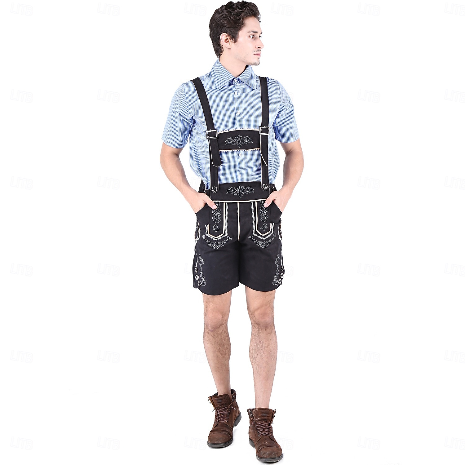 Oktoberfest Lederhosen Koszula alpejski kapelusz bawarski Niemiecki Łąki Męskie Karnawał Impreza Festiwal Piwa Tkanina w stylu tradycyjnym Bluzka Szorty Stroje 2026 - $60.99 –P9