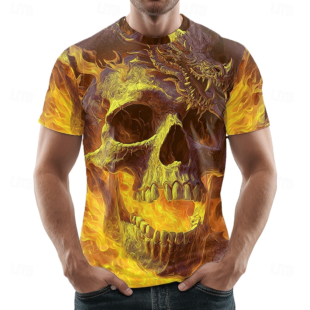 Halloween Herren Totenkopf 3D T-Shirt Rundhalsausschnitt Kleidung Bekleidung 3D-Druck Party Straße Urlaub Kurzarm Grafik übertrieben Designer 2025 - $17.99 –P4