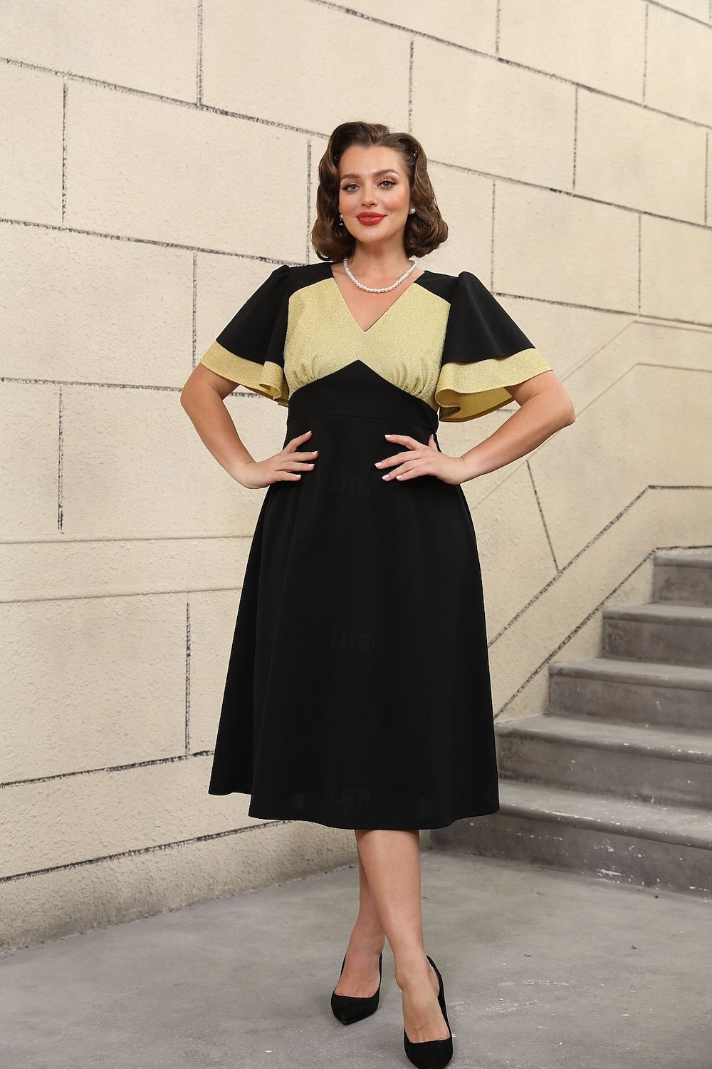 Retro 50. léta Rockabilly Polední Koktejlky Šaty na šaty Flare šaty Větší velikosti A-Linie Do V Dámské Dovolená Maturita Párty a večer Dospělí Šaty Jaro léto 2025 - $44.99 –P10