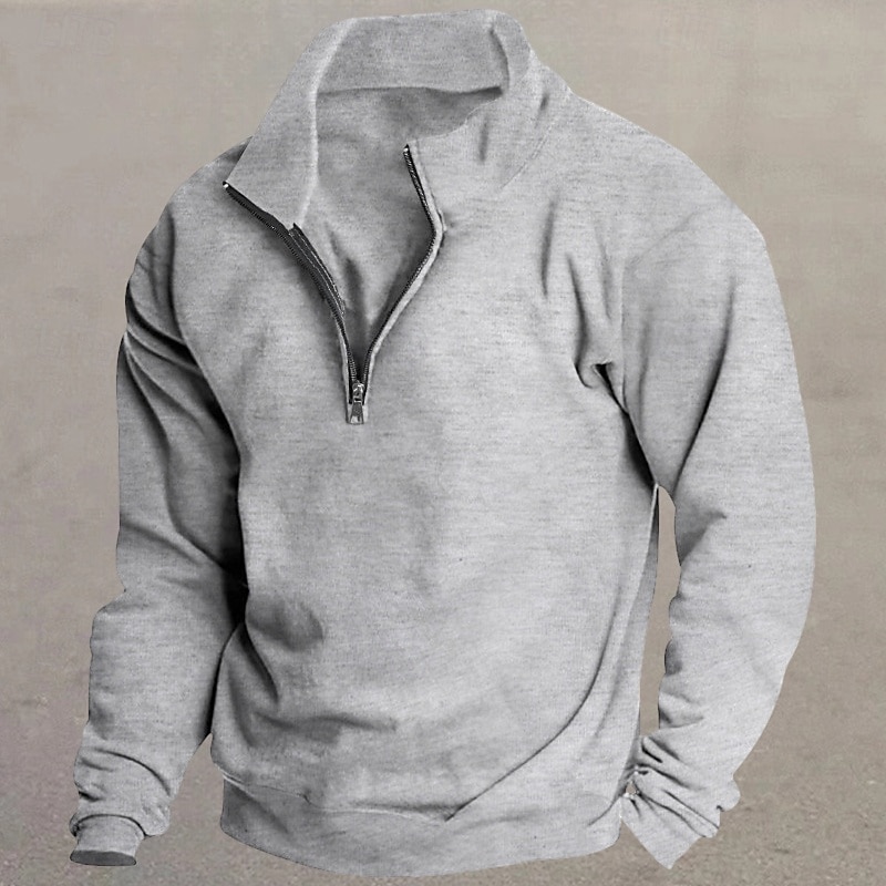 Hombre Sudadera Sudadera de polar Pull-over Sudadera con un cuarto de cremallera Negro Blanco Vino Rojo Caqui Cuello Mao Plano Deporte Casual Diario Ropa de calle De Deporte Primavera Otoño Ropa 2025 - $17.99 –P8