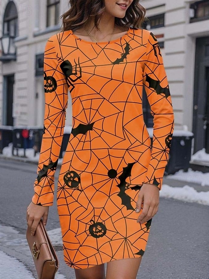 Damen Minikleid T-Shirt-Kleid Shiftkleid Sommerkleid Urlaub Lässig Party Täglich Normale Passform Grafik Tiermotiv Langarm Rundhalsausschnitt Schwarz Gelb Purpur Orange Frühling Herbst Winter 2025 - $24.99 –P4