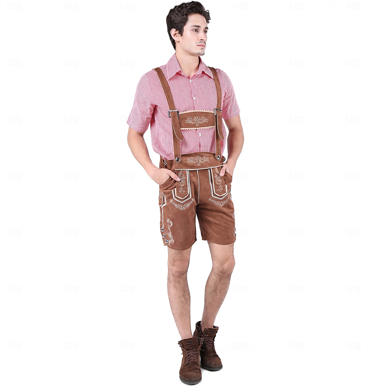 Oktoberfest Lederhosen Koszula alpejski kapelusz bawarski Niemiecki Łąki Męskie Karnawał Impreza Festiwal Piwa Tkanina w stylu tradycyjnym Bluzka Szorty Stroje 2026 - $60.99 –P7