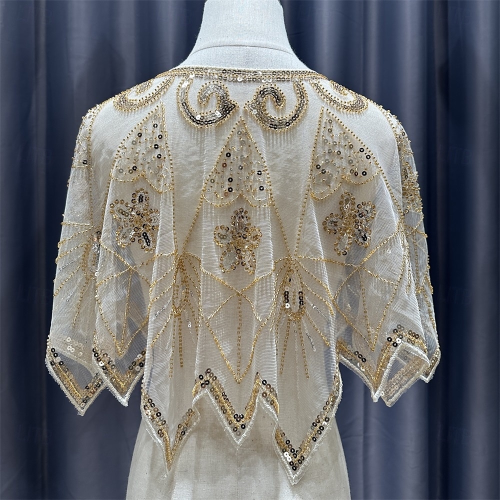 Kvinne wrap elegant solbeskyttelse kort erme blonde bryllupswraps med paljetter bryllup sommer 2025 - $26.99 –P10