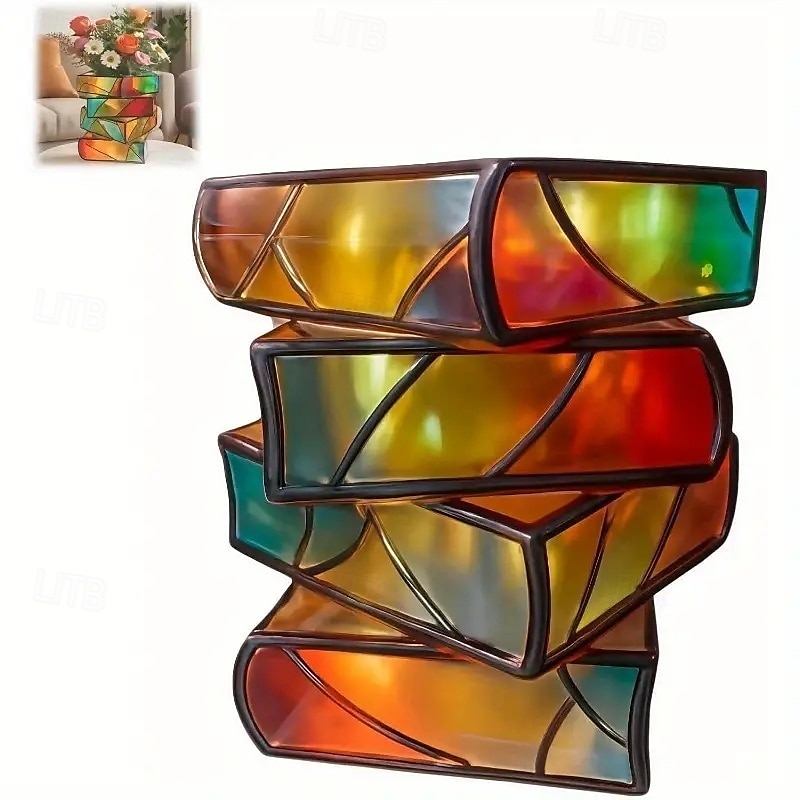 halmozott könyves virágcserép 3/4 rétegű könyvespolc virágtartó gyantából készült könyv alakú vázák beltéri és kültéri dekorációhoz ideális ajándék könyvbarátoknak, íróknak, tanároknak 2026 - $36.99 –P11